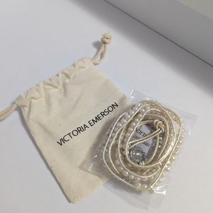 Victoria Emerson Wrap Bracelet Silver and Cream on Ivory